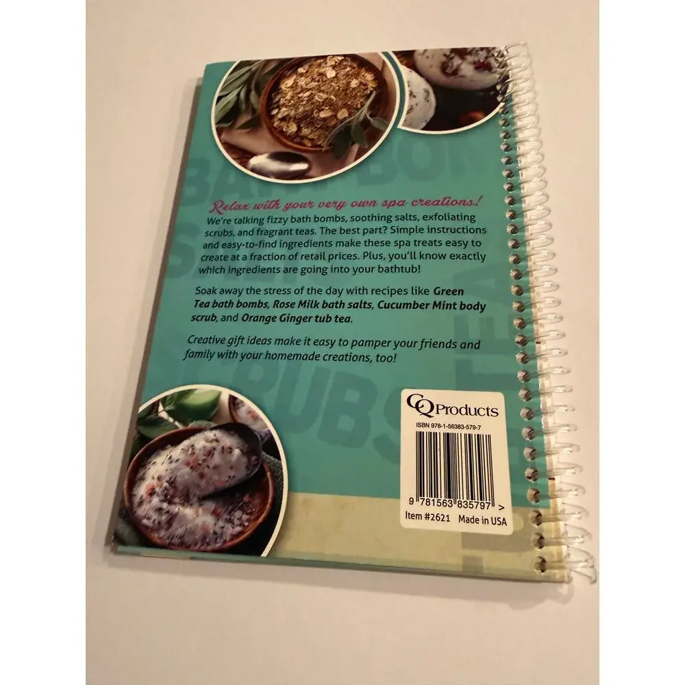 Bath Bombs Salts Scrubs & Teas Spiral Bound Recipe Book DIY Gift